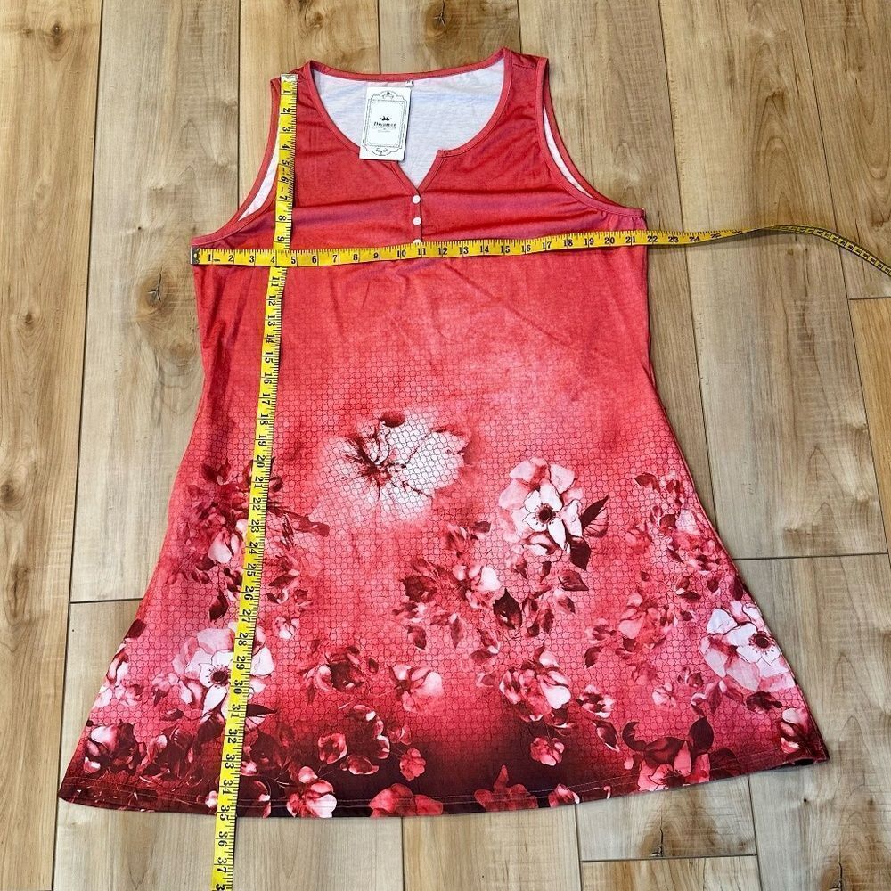NWT Disamer Sleeveless Sundress / Cover-Up Floral Pattern Pink Red XL - Picture 3 of 10